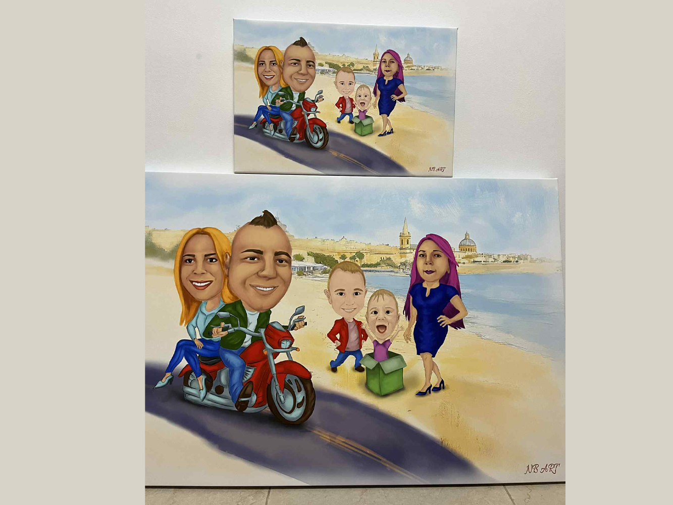 Family at the beach canvas mockup